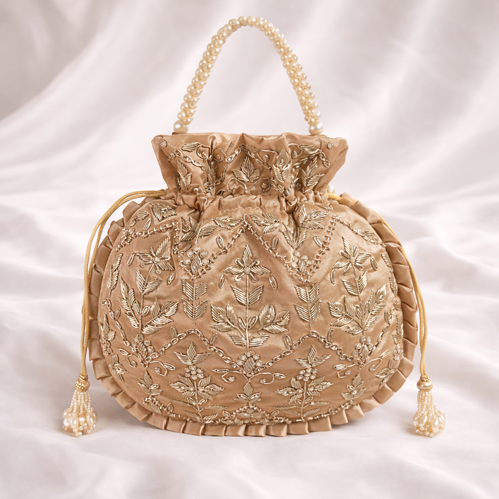 Bronze Gold Embroidered Potli