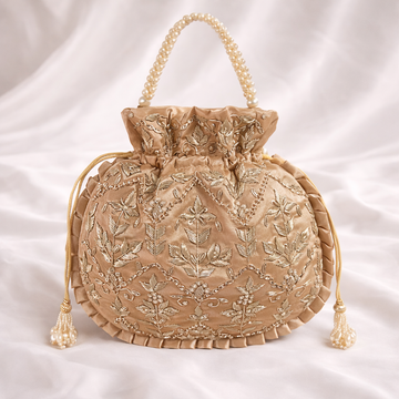 Bronze Gold Embroidered Potli