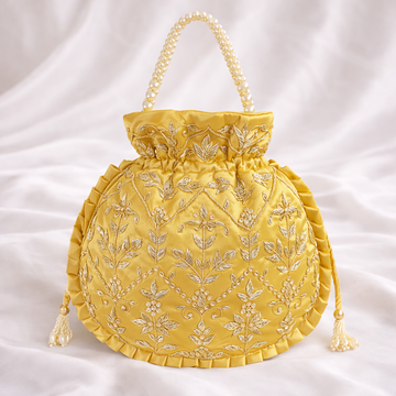 Mustard Gold Embroidered Potli