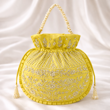 Mustard Yellow Embroidered Potli