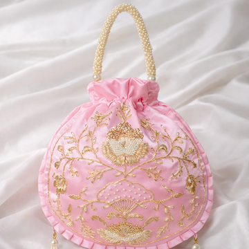 Pink Pearl Blossom Potli Bag