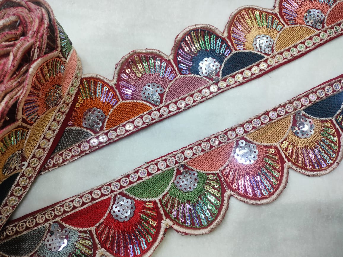 Vibrant Multicolor Sequin Trim