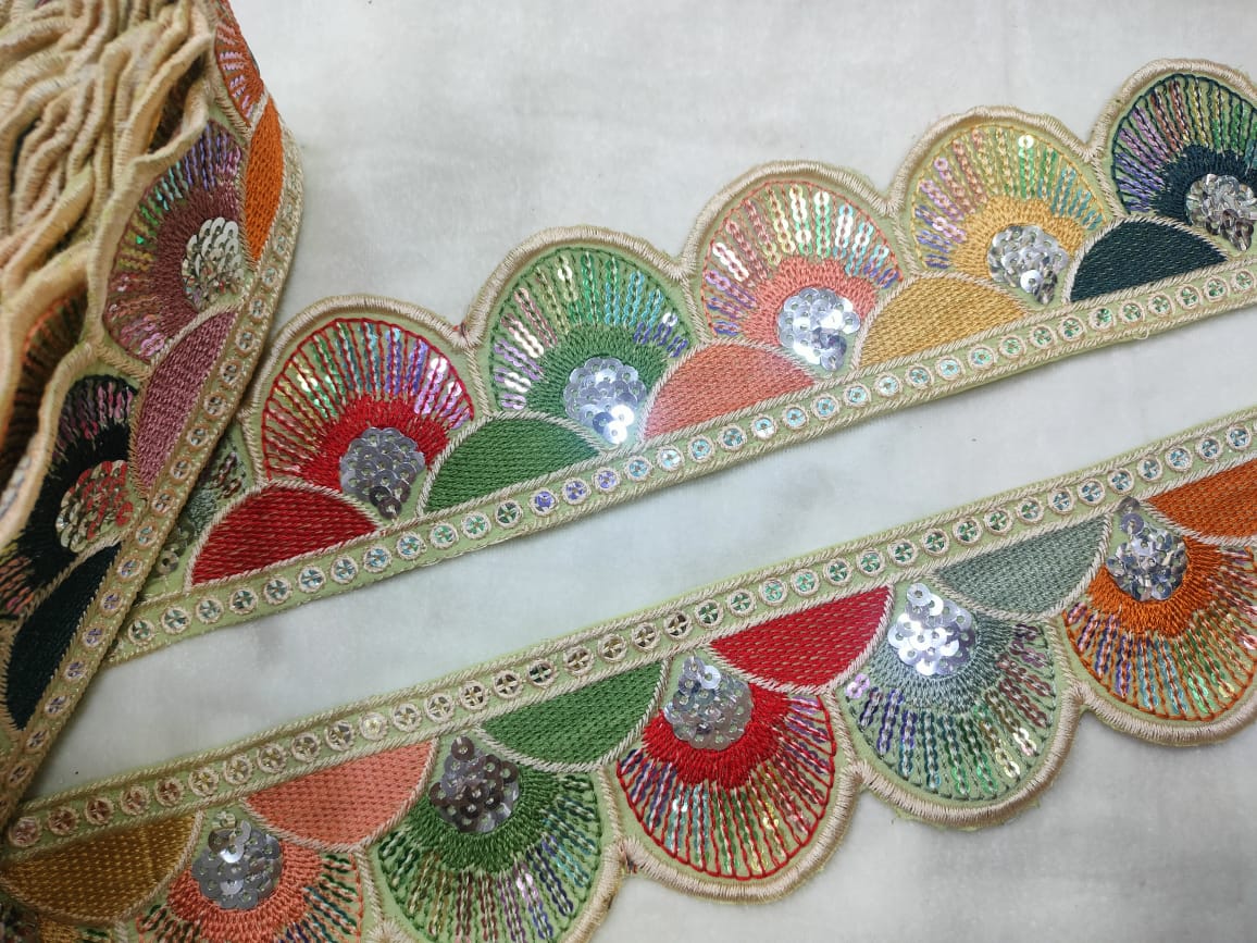 Vibrant Multicolor Sequin Trim