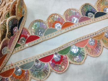 Vibrant Multicolor Sequin Trim