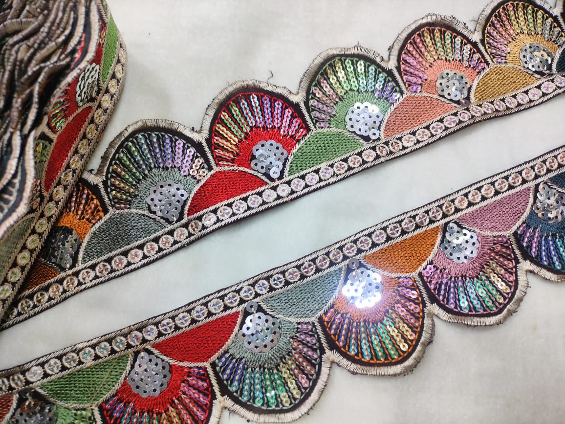 Vibrant Multicolor Sequin Trim