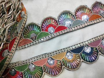 Vibrant Multicolor Sequin Trim