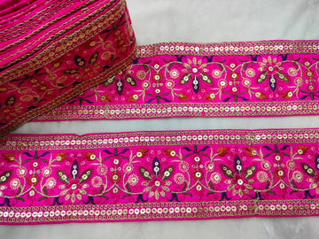 Multicolor Embroidered Pink Trim