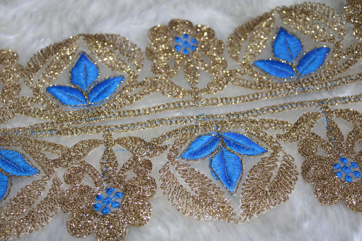 Elegant Blue Zari Fancy Trim