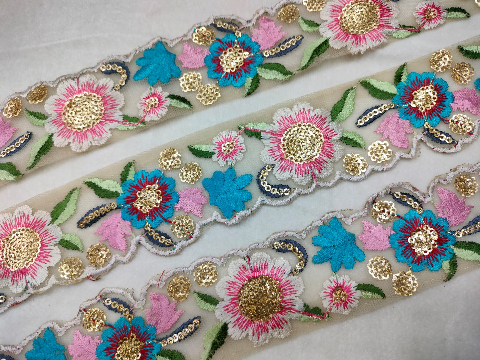 Floral Multicolor Embroidery Trim