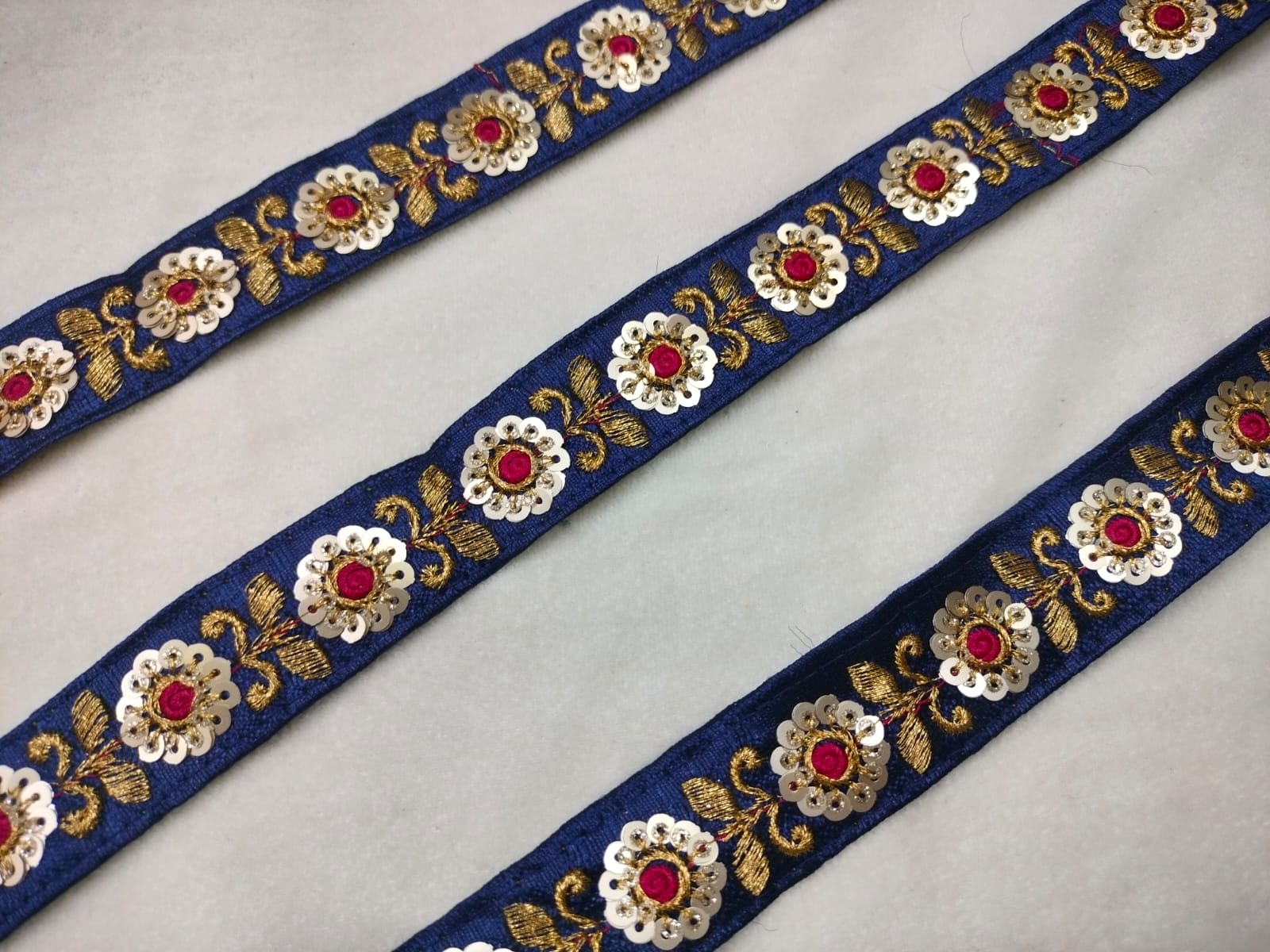 Stunning Royal Blue Floral Sequin Trim