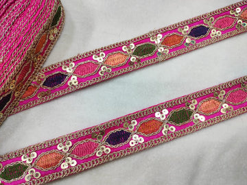 Stylish Pink Base Multicolor Decorative Trim