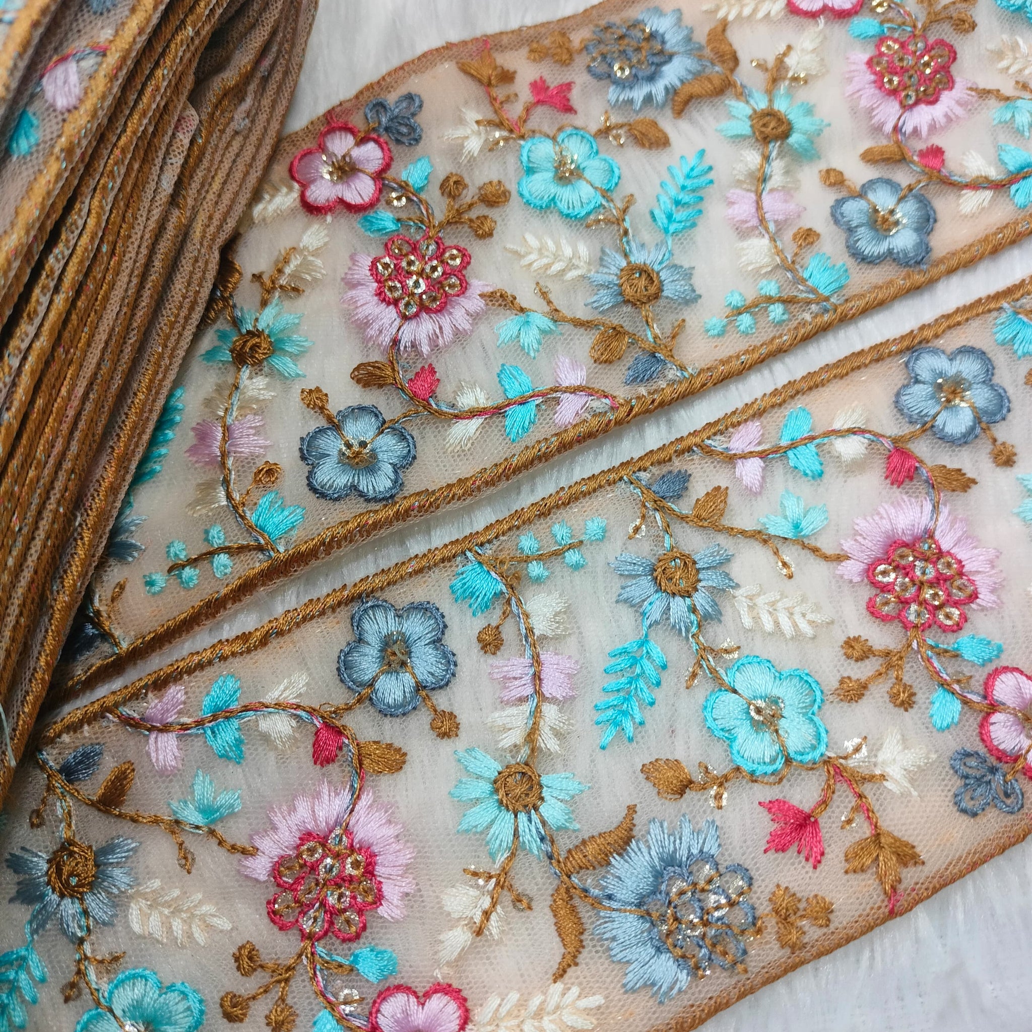 Floral Embroidery Trims in Multicolor