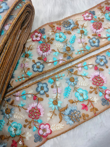 Floral Embroidery Trims in Multicolor