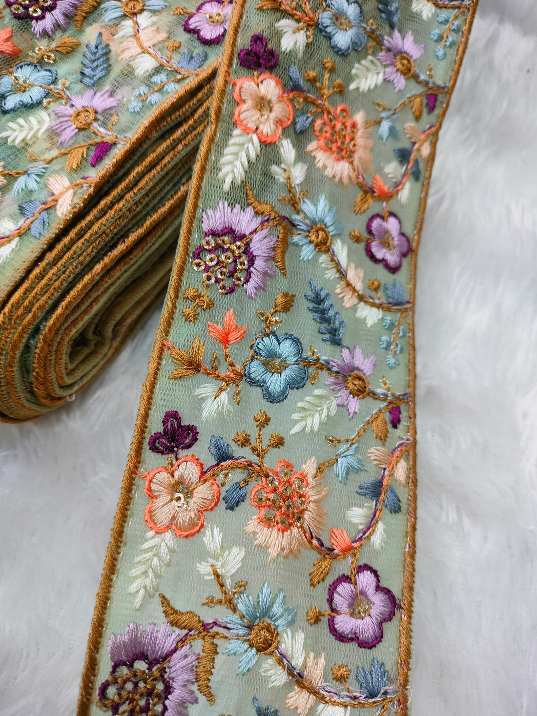 Vibrant Multicolor Floral Embroidery Trims