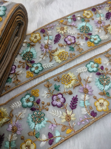 Vibrant Multicolor Floral Embroidery Trims