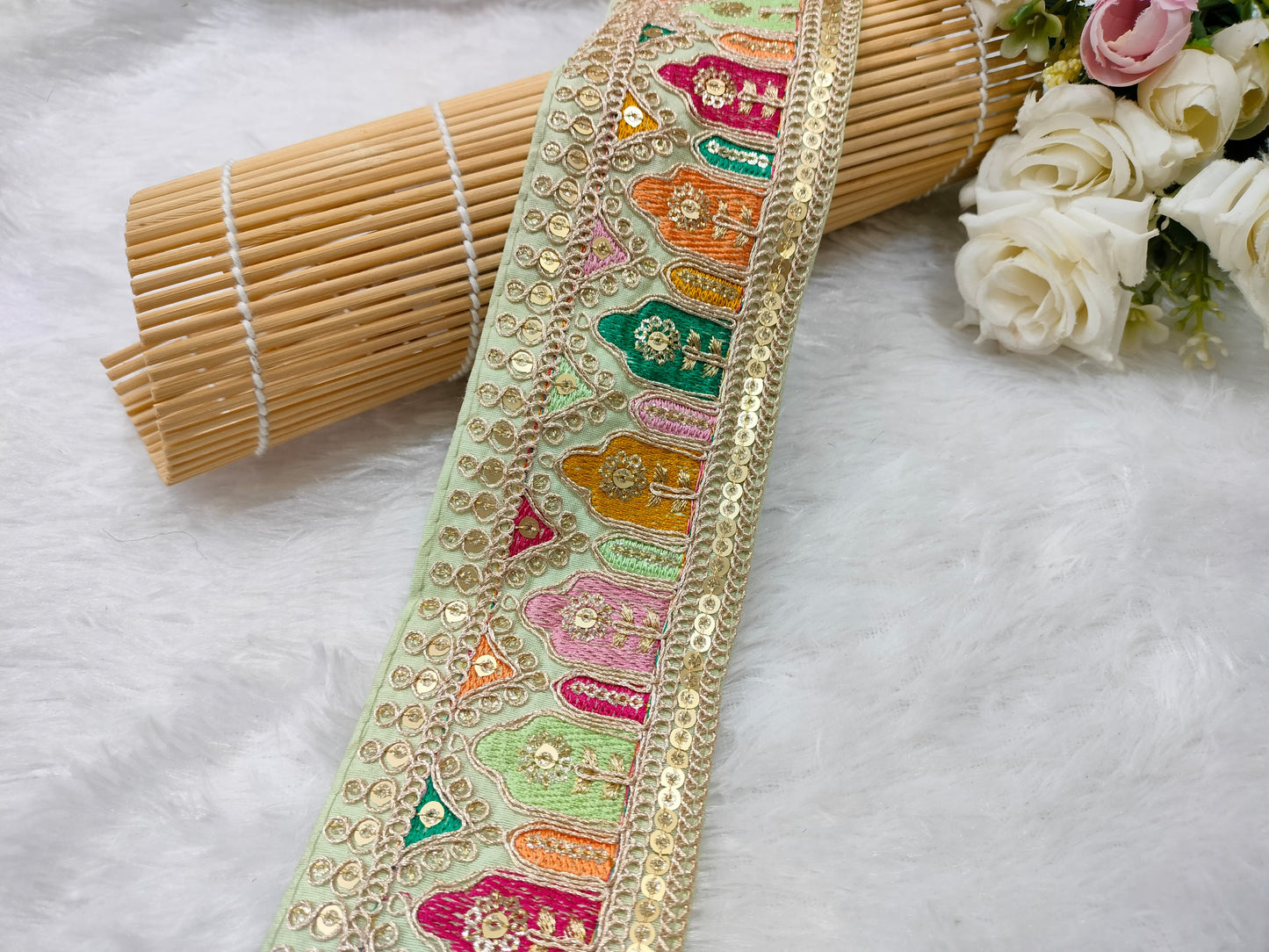 Light Green Fancy Embroidery Work Lace