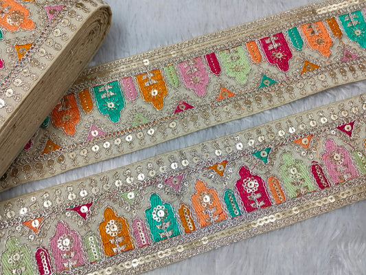 Light Beige Fancy Embroidery Work Lace