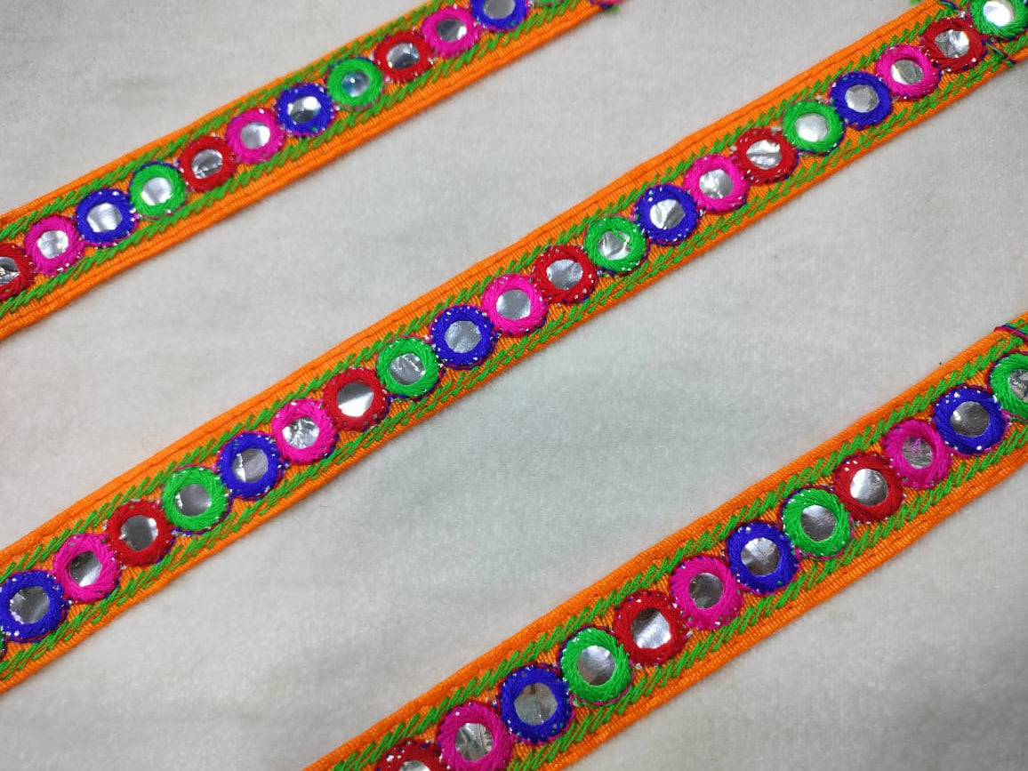 Vibrant Multicolor Abla Embroidered Trim