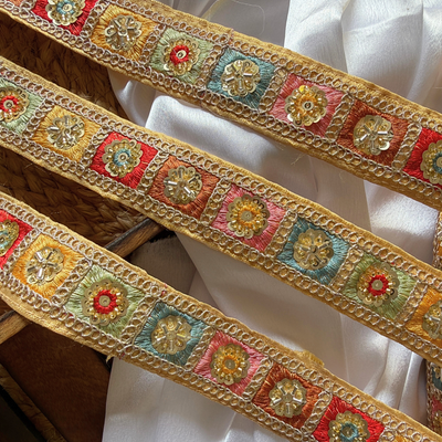 Multicolor Zari & Sequin Embroidered Lace Border