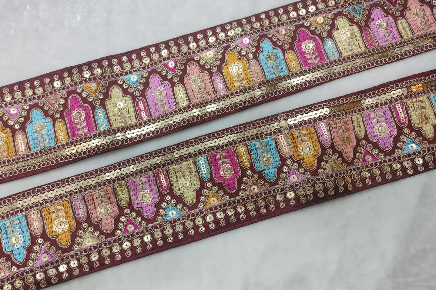 Maroon Fancy Embroidery Trim