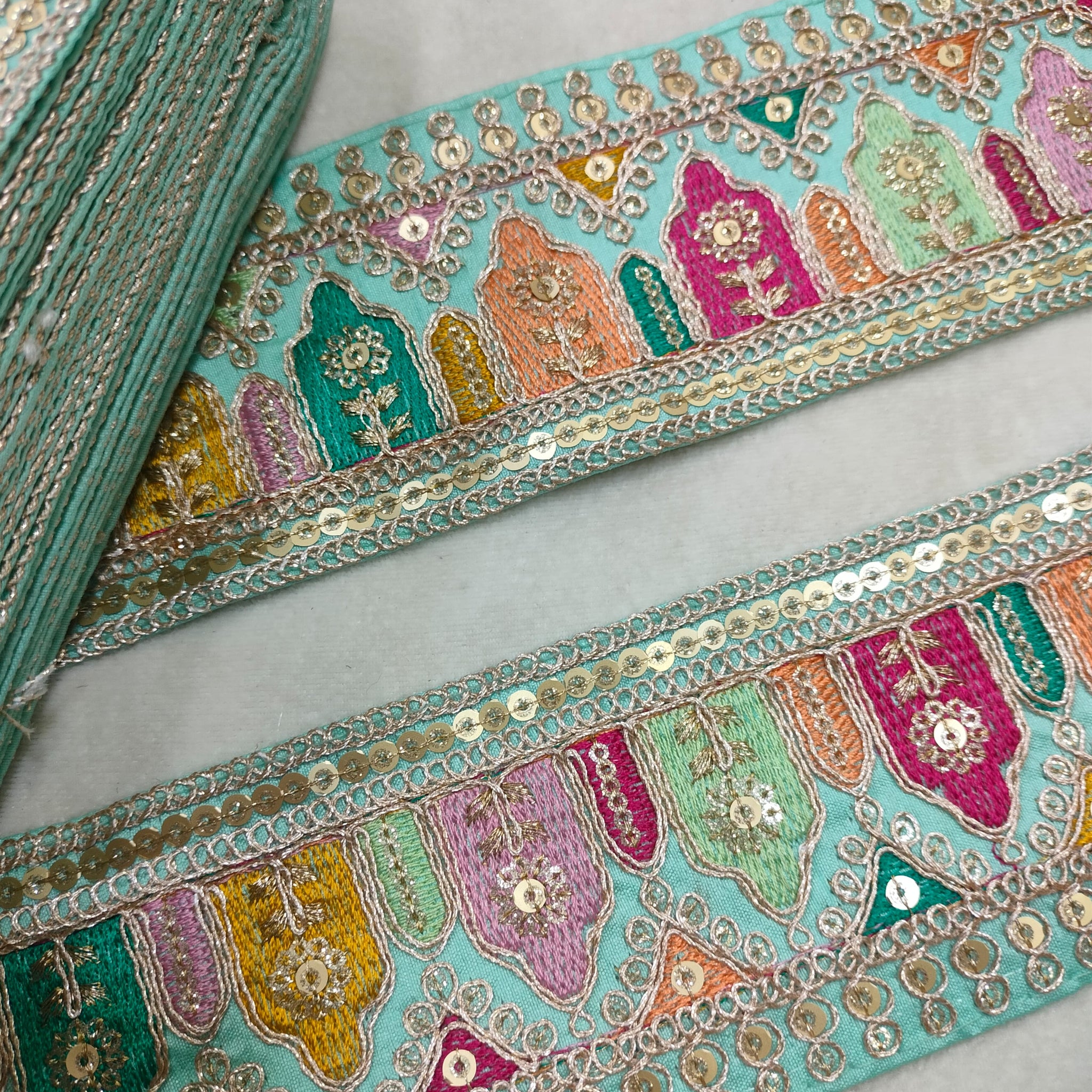 Blue Fancy Embroidery Trim