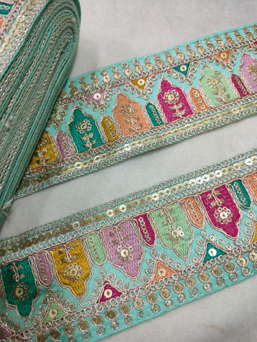 Blue Fancy Embroidery Trim