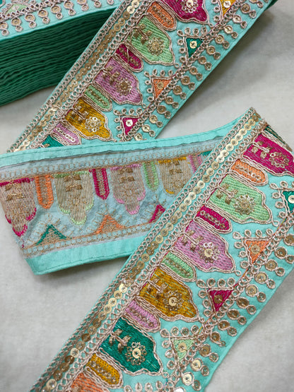 Blue Fancy Embroidery Trim