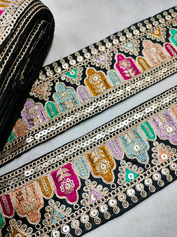 Black Fancy Embroidery Trim