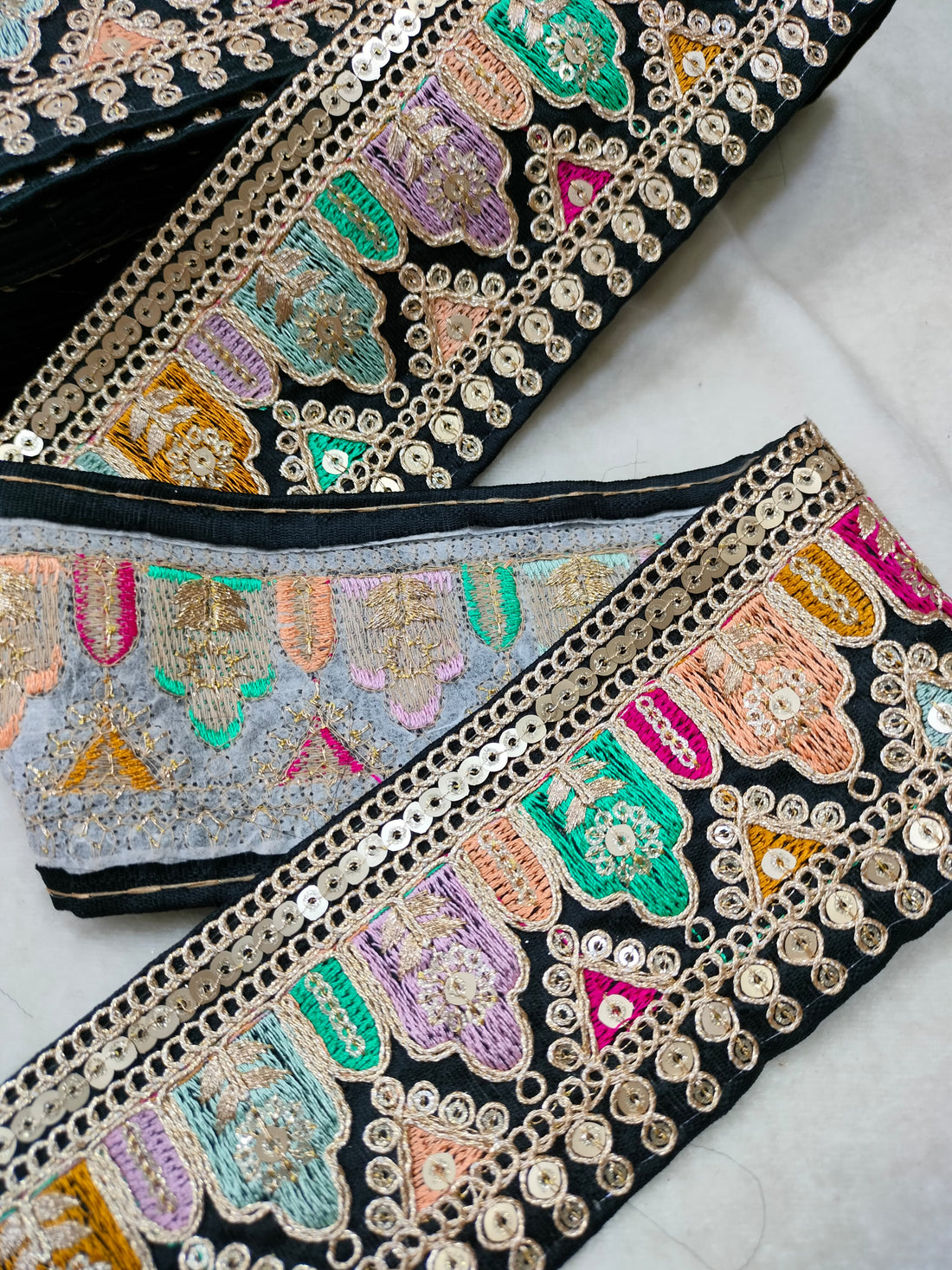 Black Fancy Embroidery Trim