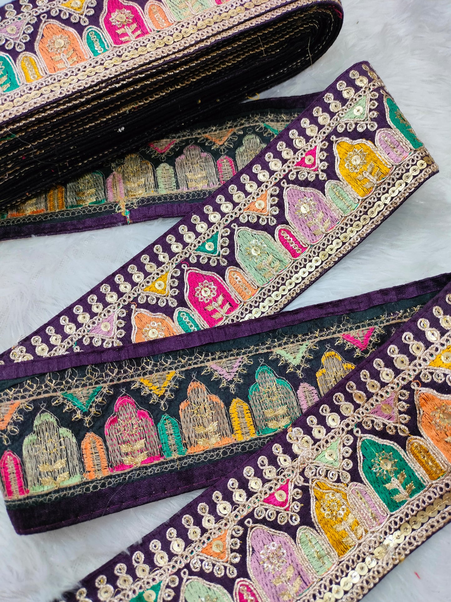 Purple Fancy Embroidery Trim