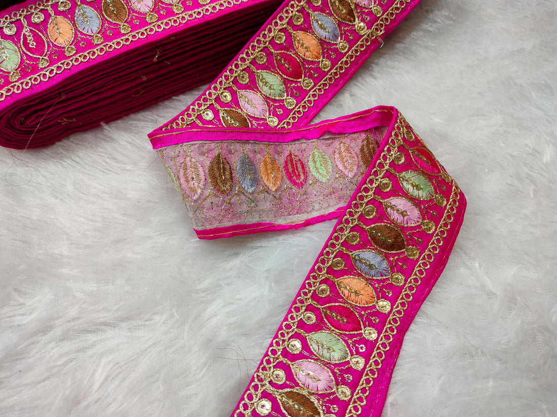 Elegant Pink Base with Colorful Thread Embellishments