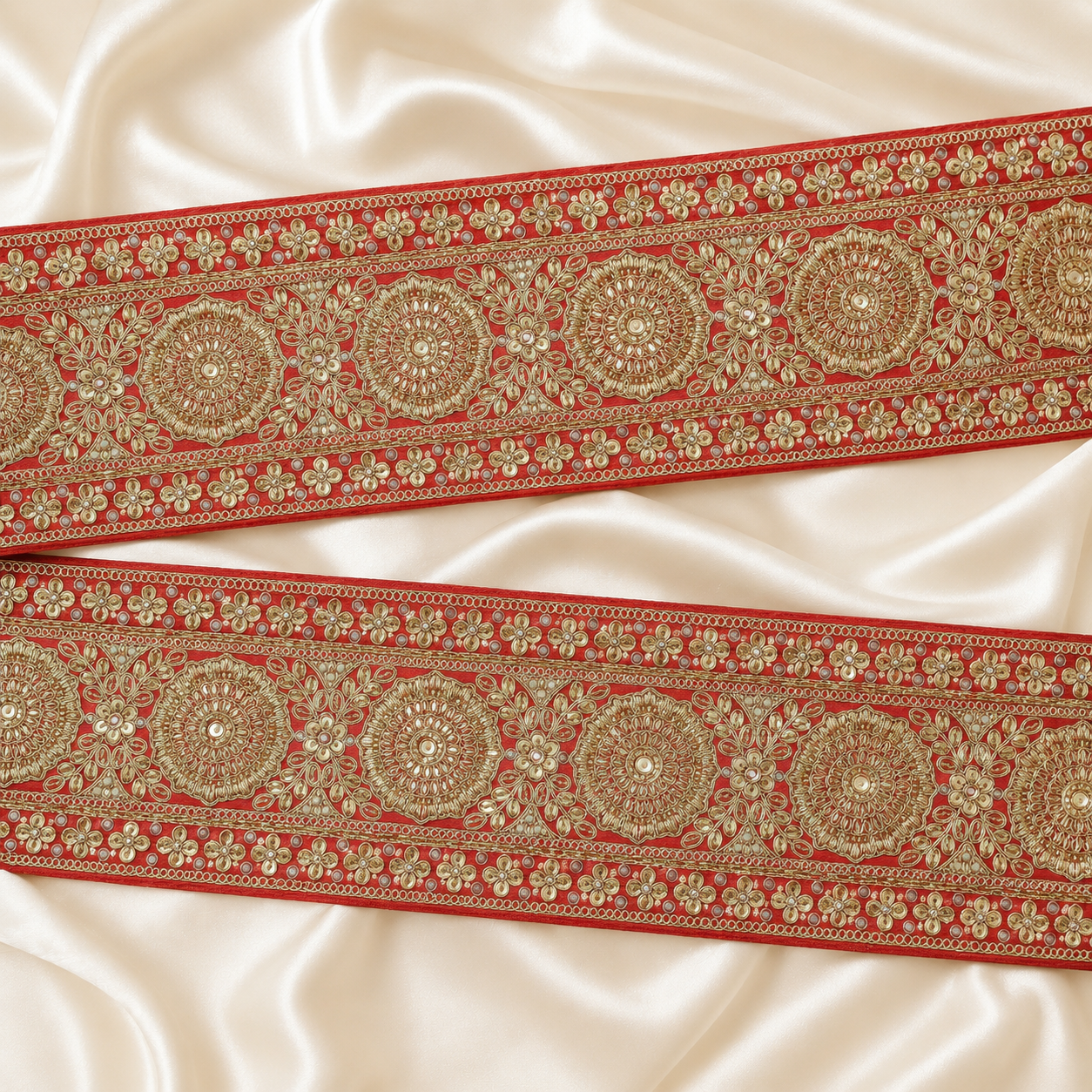 Handcrafted Floral Medallion Embroidered Lace for Bridal & Designer Wear