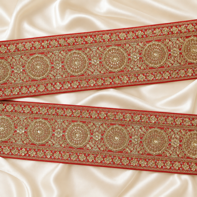 Handcrafted Floral Medallion Embroidered Lace for Bridal & Designer Wear hover