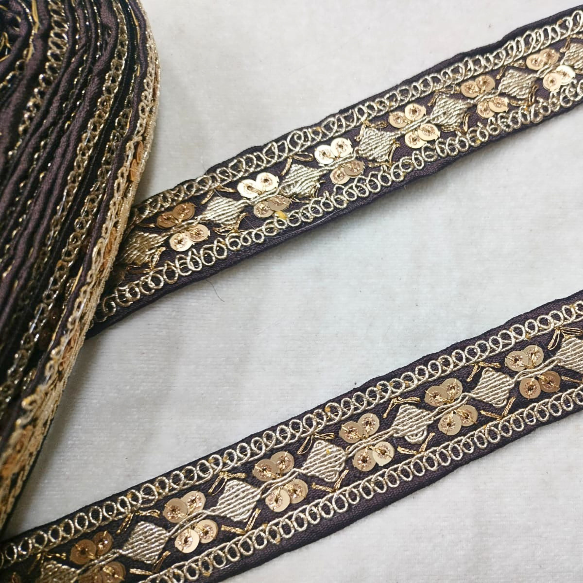 Sequin Embroidered Lace Trim Border for Ethnic, Festive & Designer Wear
