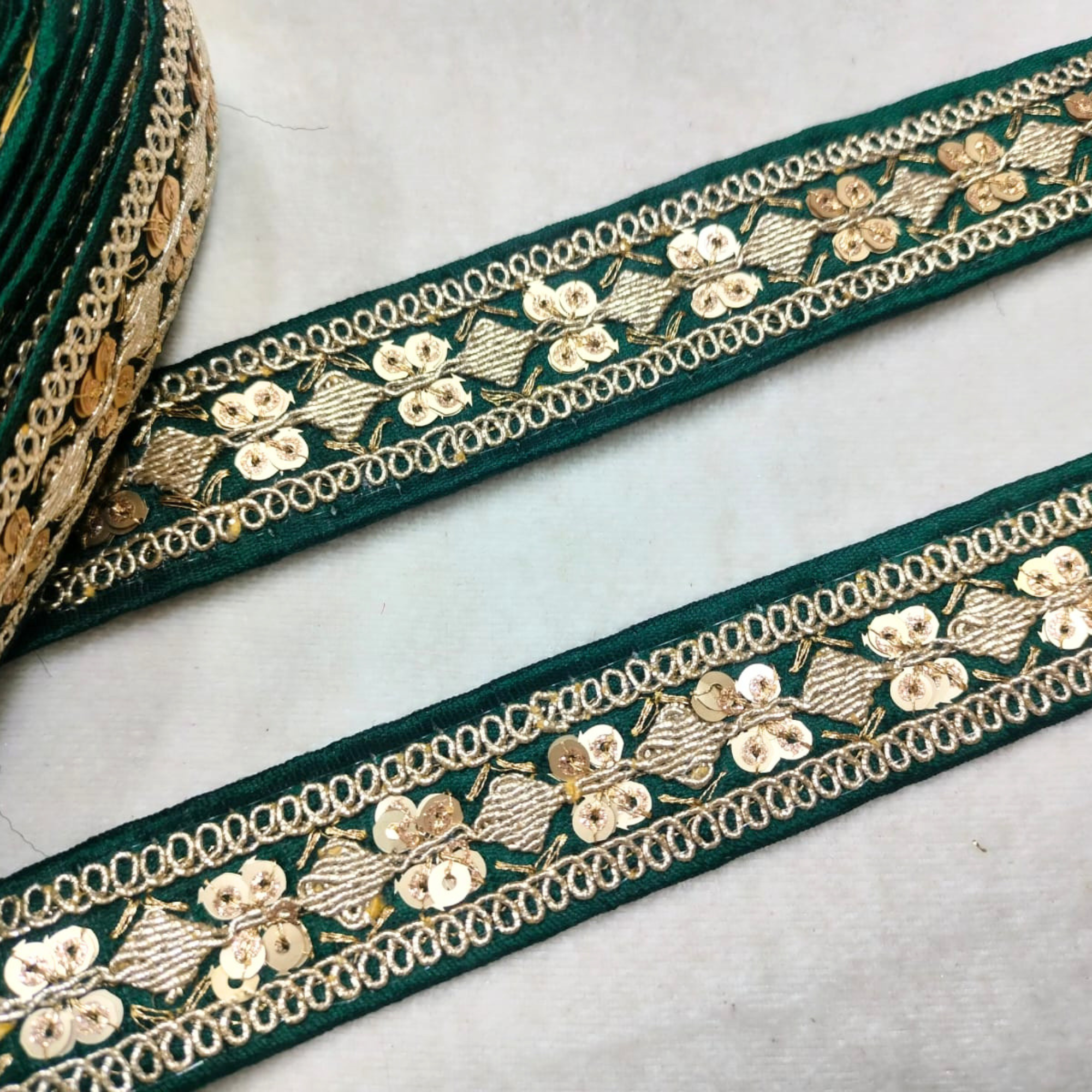 Sequin Embroidered Lace Trim Border for Ethnic, Festive & Designer Wear