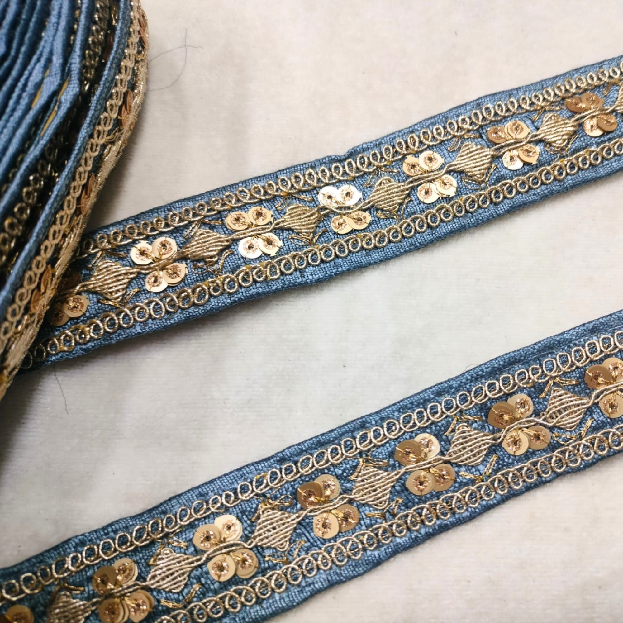 Sequin Embroidered Lace Trim Border for Ethnic, Festive & Designer Wear
