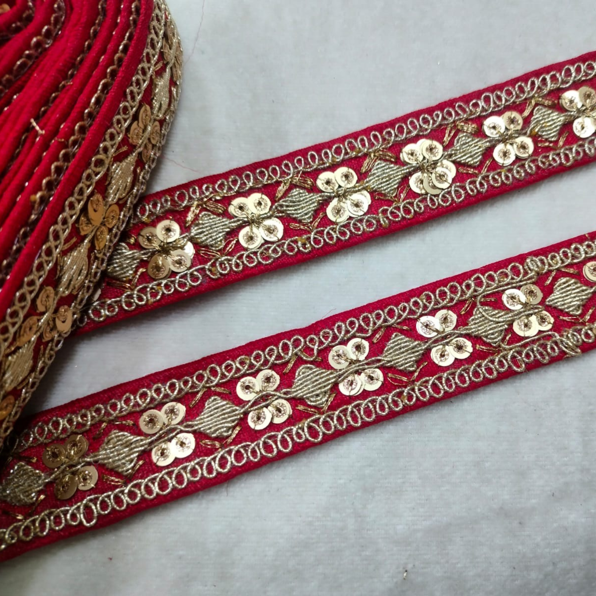 Sequin Embroidered Lace Trim Border for Ethnic, Festive & Designer Wear