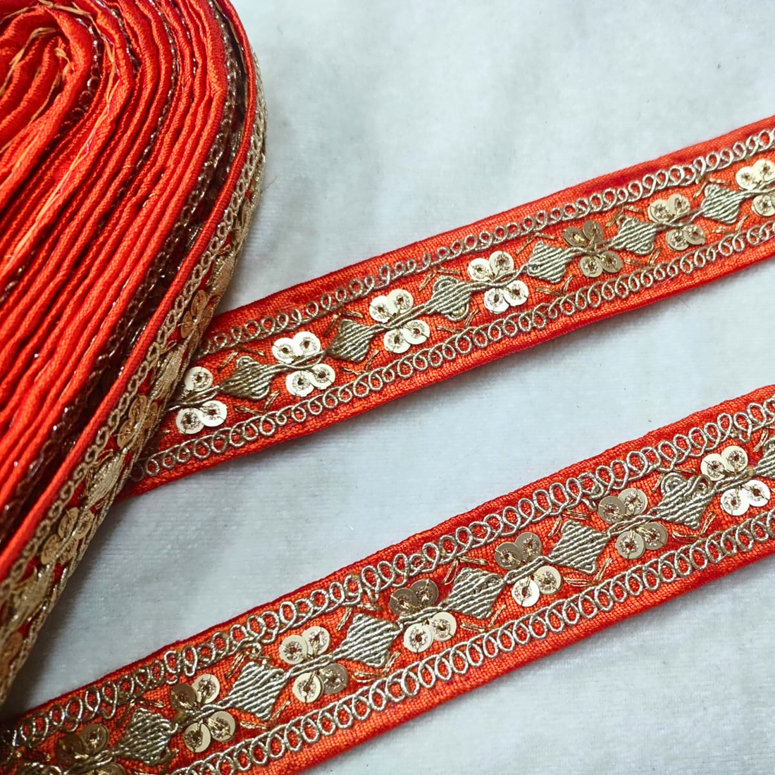 Sequin Embroidered Lace Trim Border for Ethnic, Festive & Designer Wear