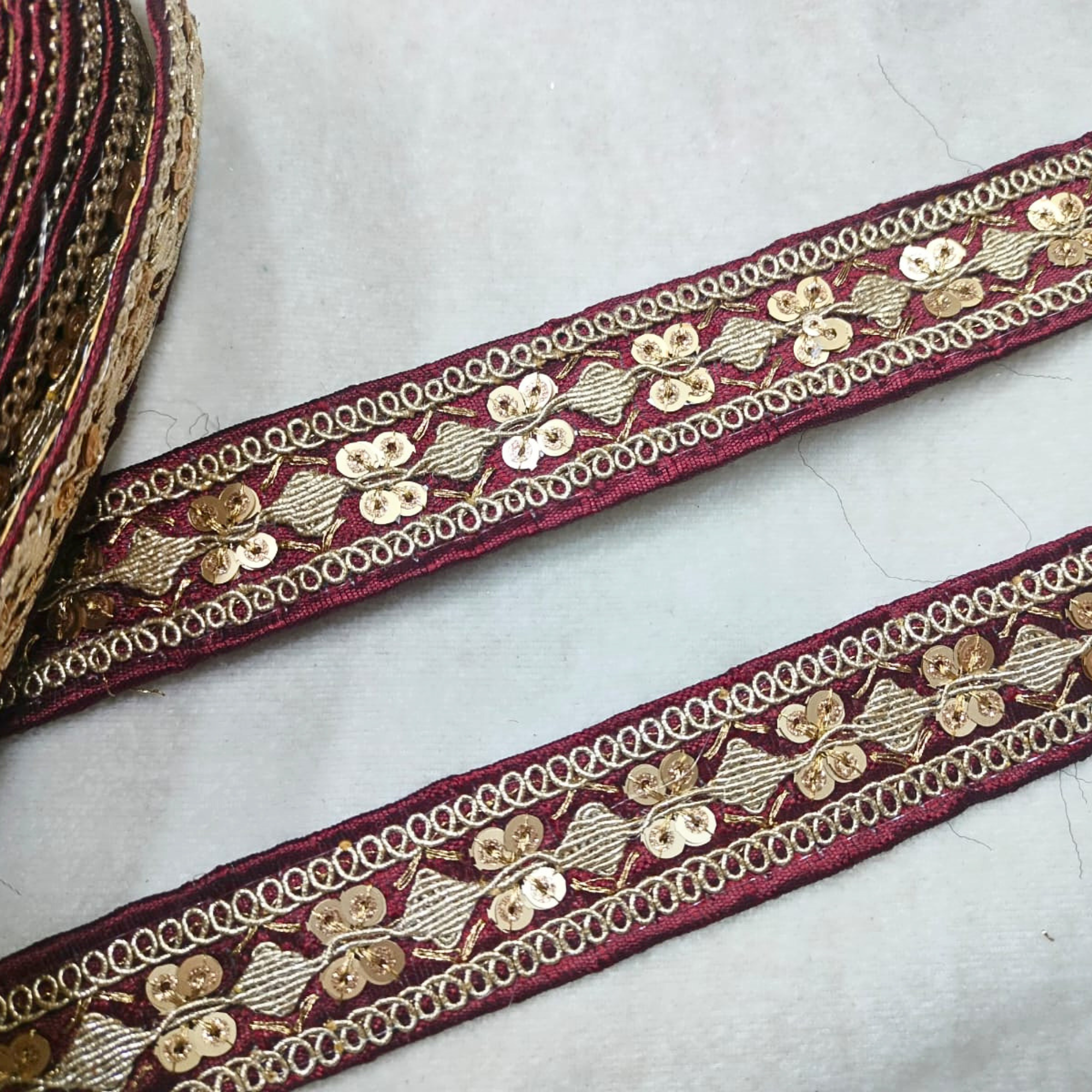 Sequin Embroidered Lace Trim Border for Ethnic, Festive & Designer Wear