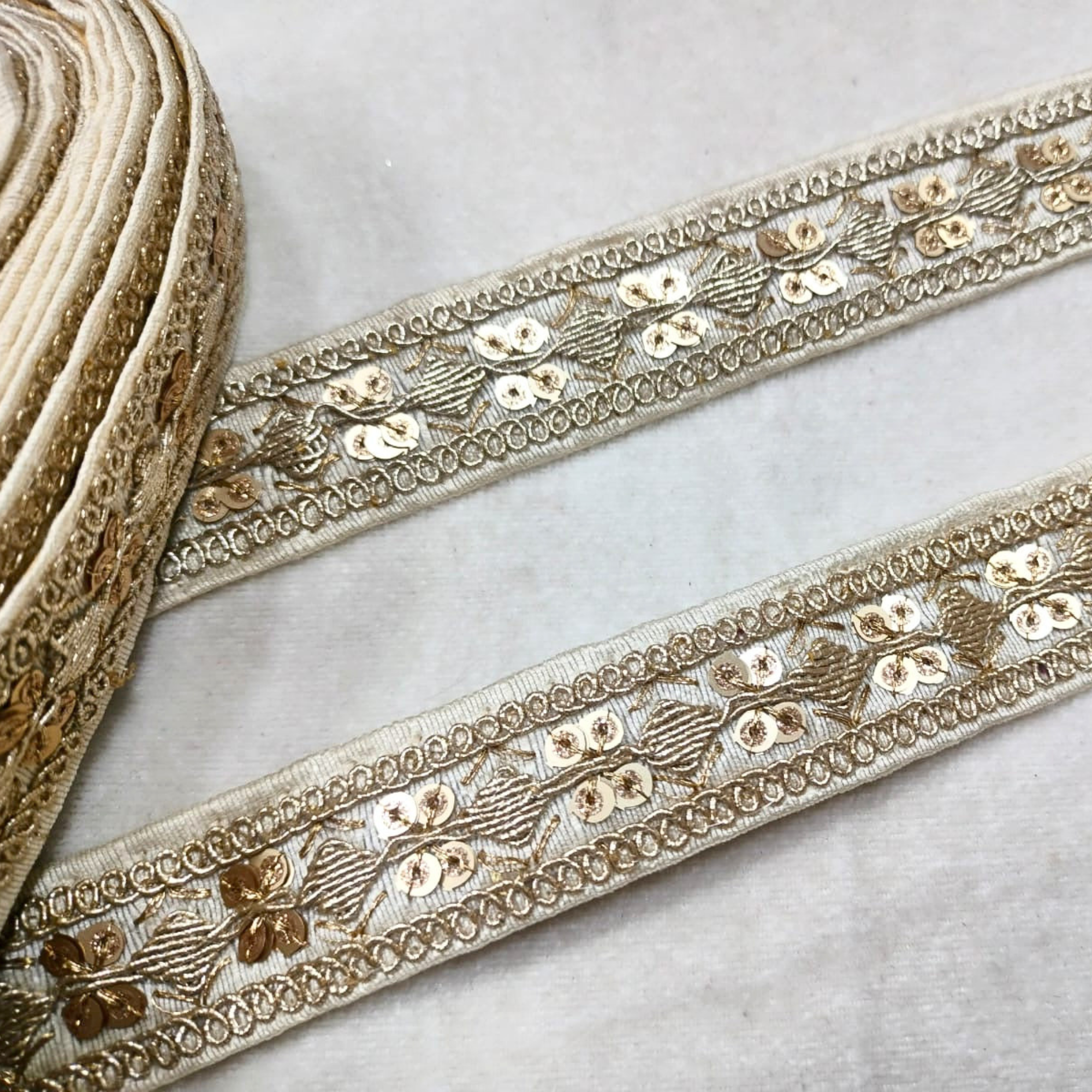 Sequin Embroidered Lace Trim Border for Ethnic, Festive & Designer Wear