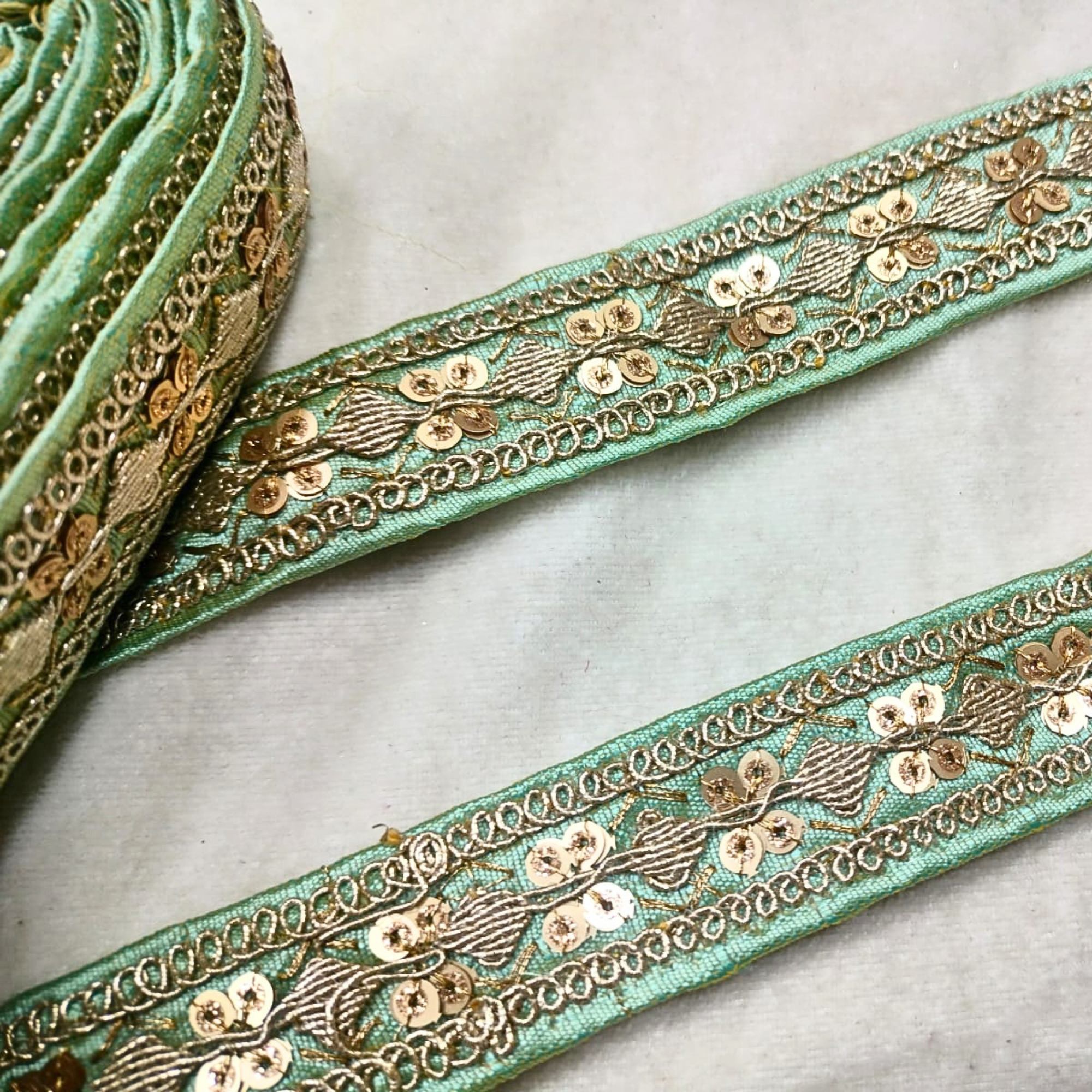 Sequin Embroidered Lace Trim Border for Ethnic, Festive & Designer Wear