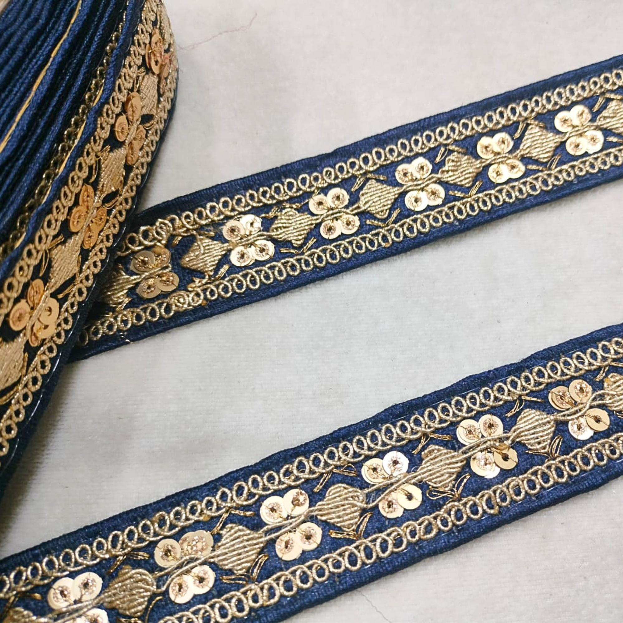 Sequin Embroidered Lace Trim Border for Ethnic, Festive & Designer Wear