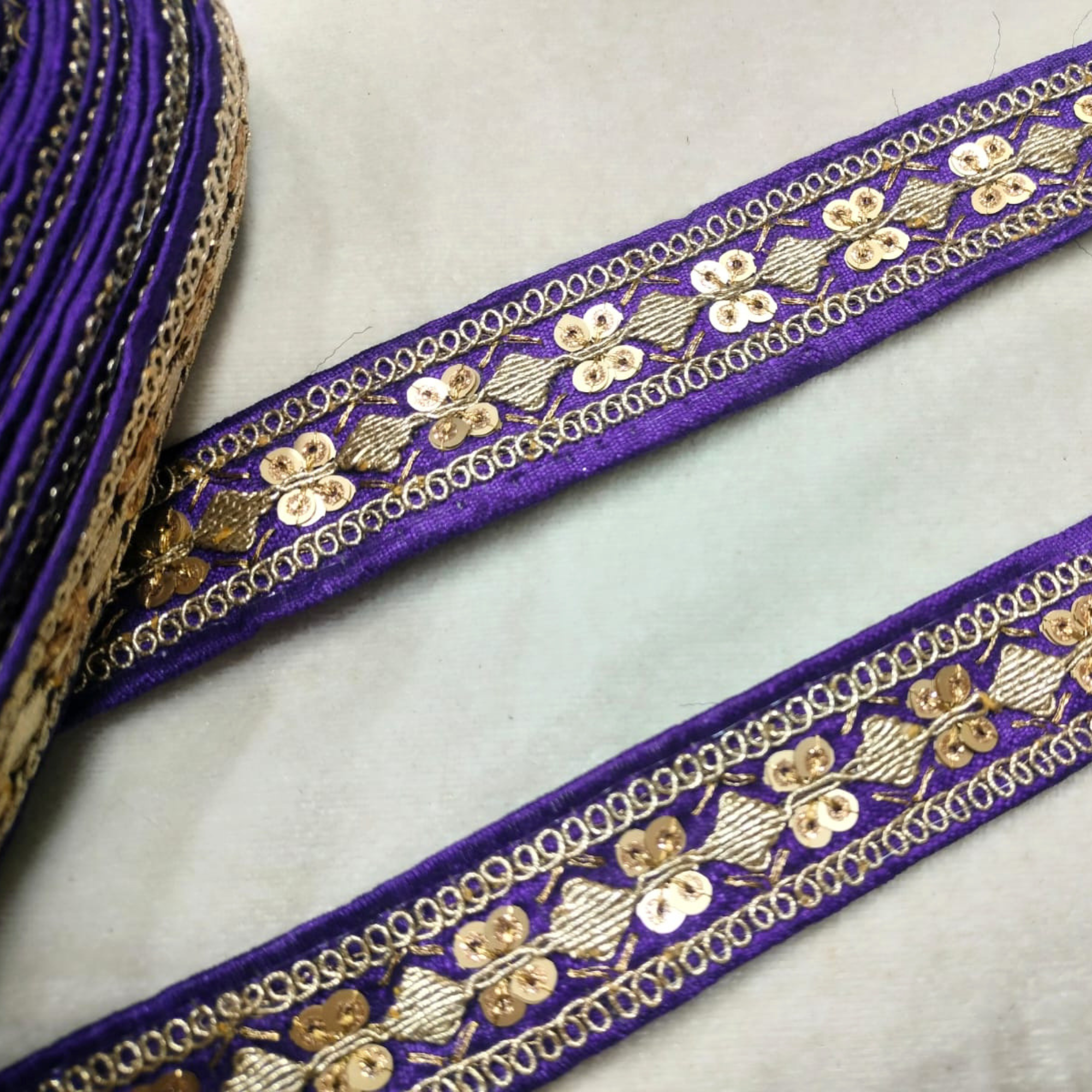Sequin Embroidered Lace Trim Border for Ethnic, Festive & Designer Wear