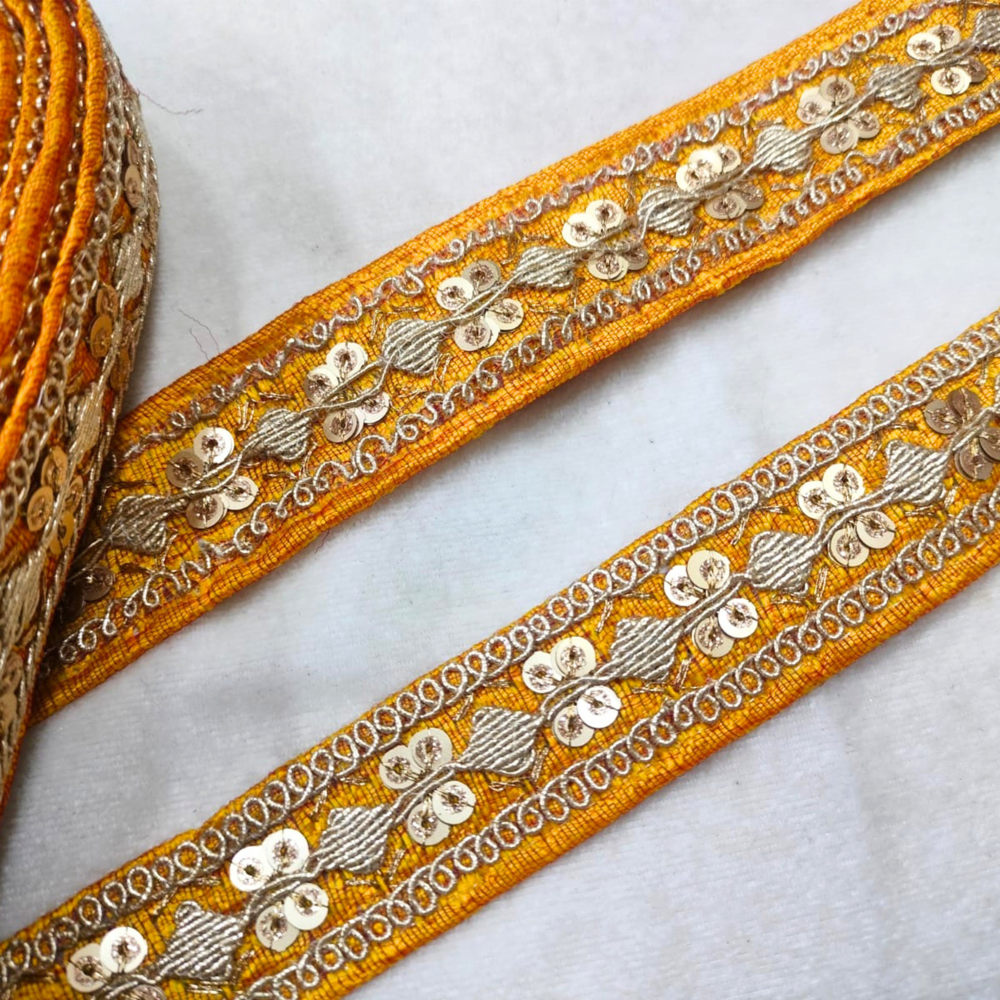 Sequin Embroidered Lace Trim Border for Ethnic, Festive & Designer Wear