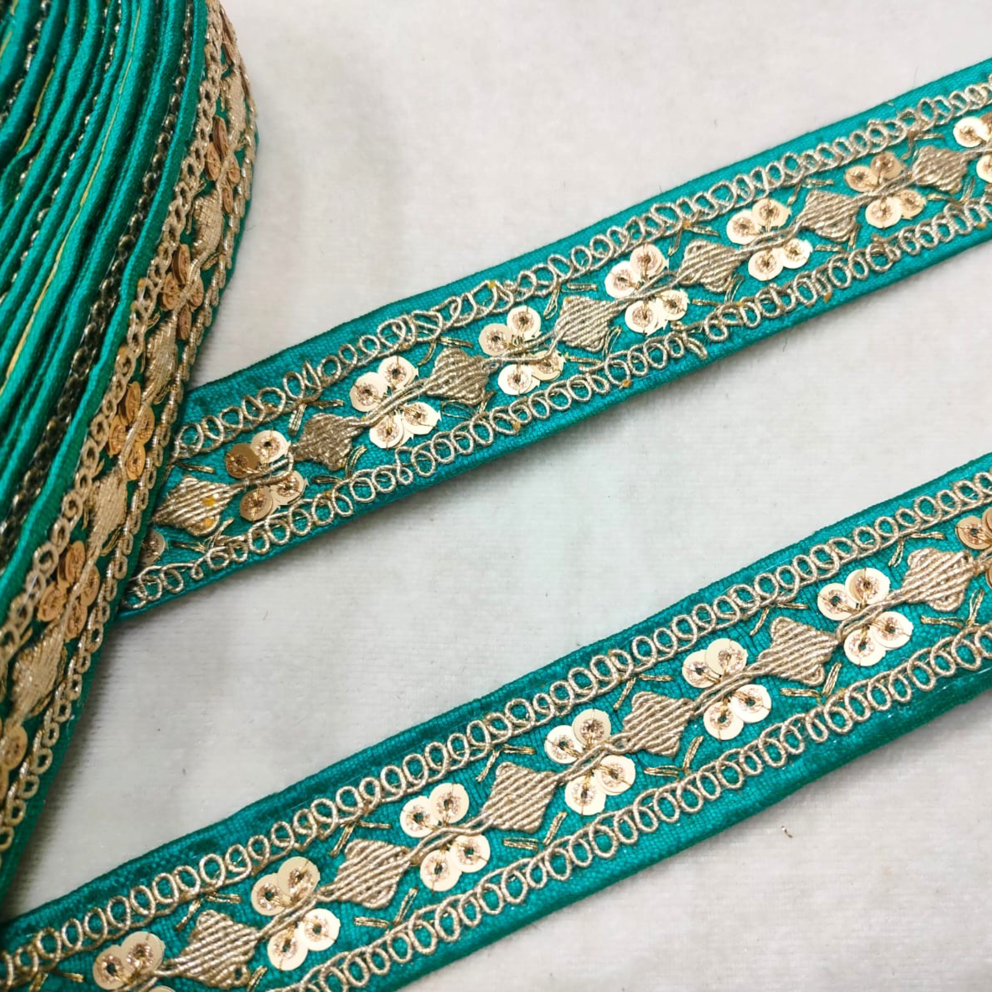Sequin Embroidered Lace Trim Border for Ethnic, Festive & Designer Wear