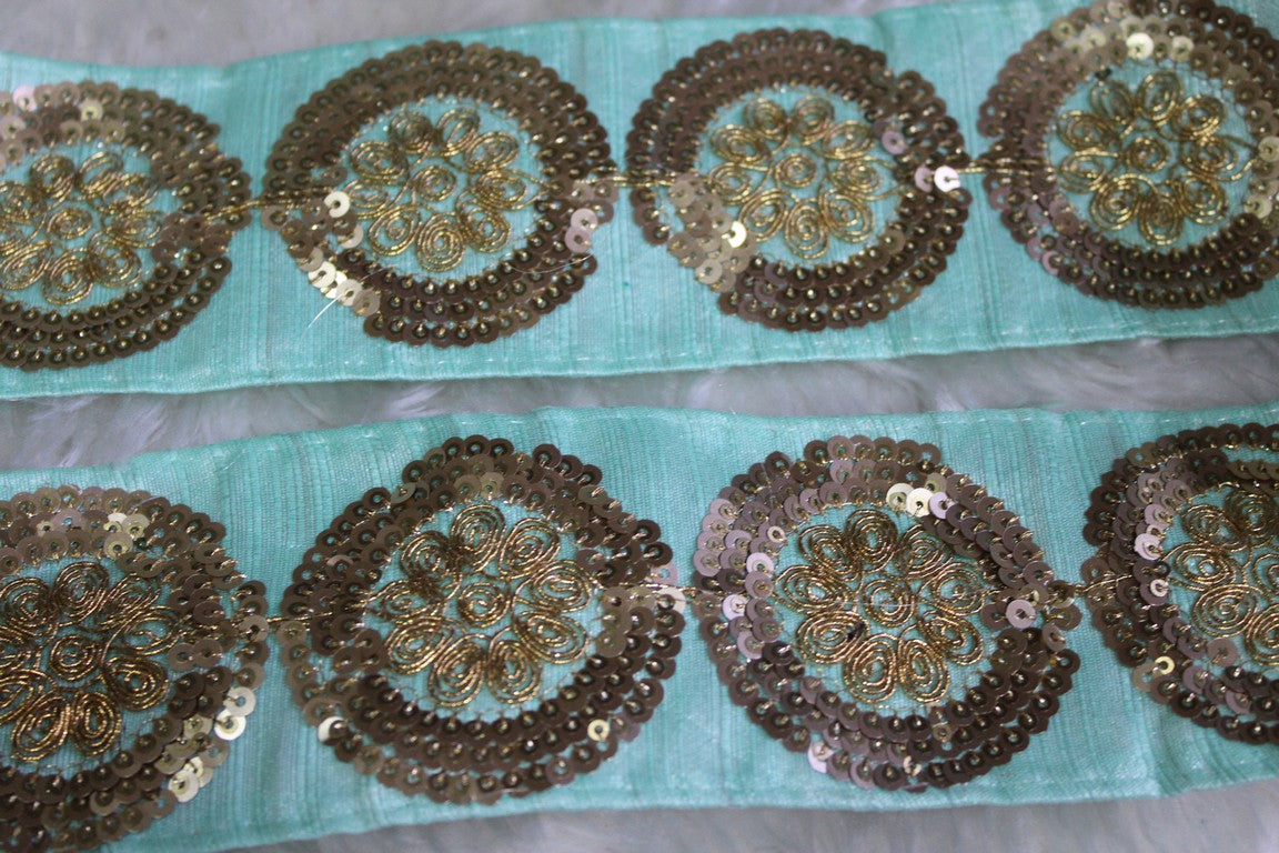 Light Blue Sequin and Zari Trim