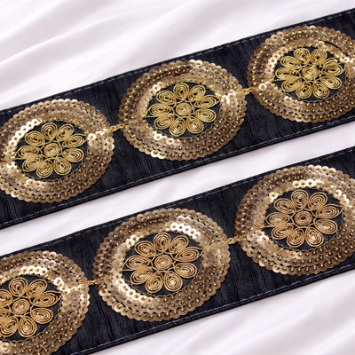 Circular Floral Sequin Lace Trim Border for Ethnic, Festive & Designer Wear hover
