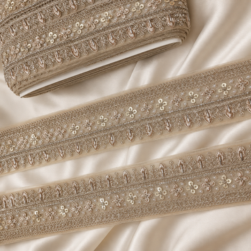 Handcrafted Floral Leaf Embroidered Lace Trim for Ethnic & Designer Wear