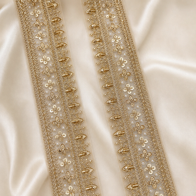 Handcrafted Floral Leaf Embroidered Lace Trim for Ethnic & Designer Wear hover