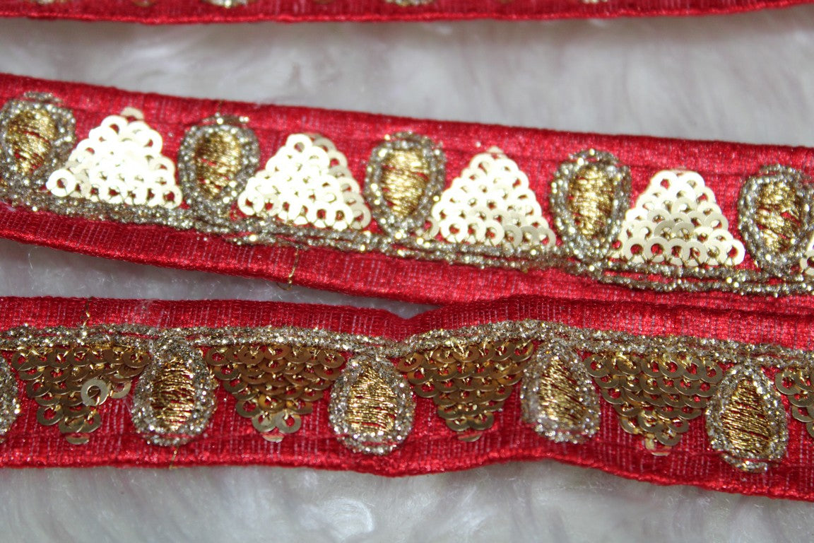 Vibrant Red Fancy Zari Trim